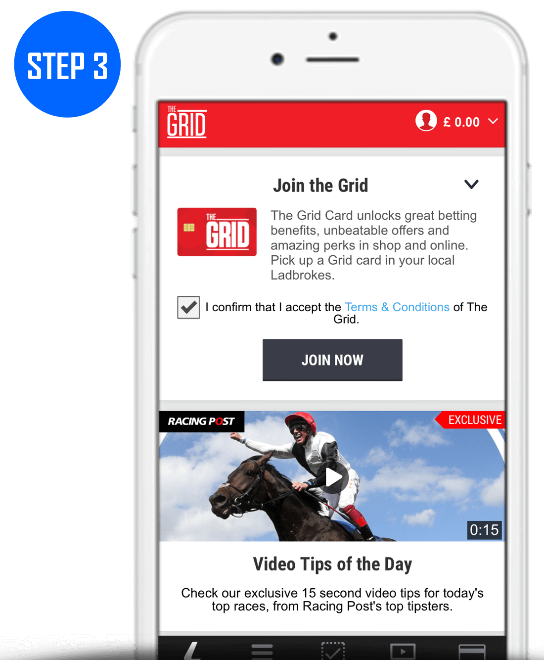 How To Claim Your Ladbrokes Grid Card Step 3