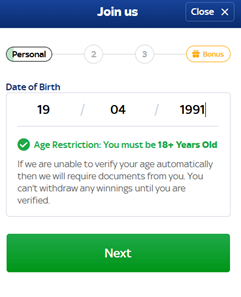 Screenshot of Registration Process 2. 