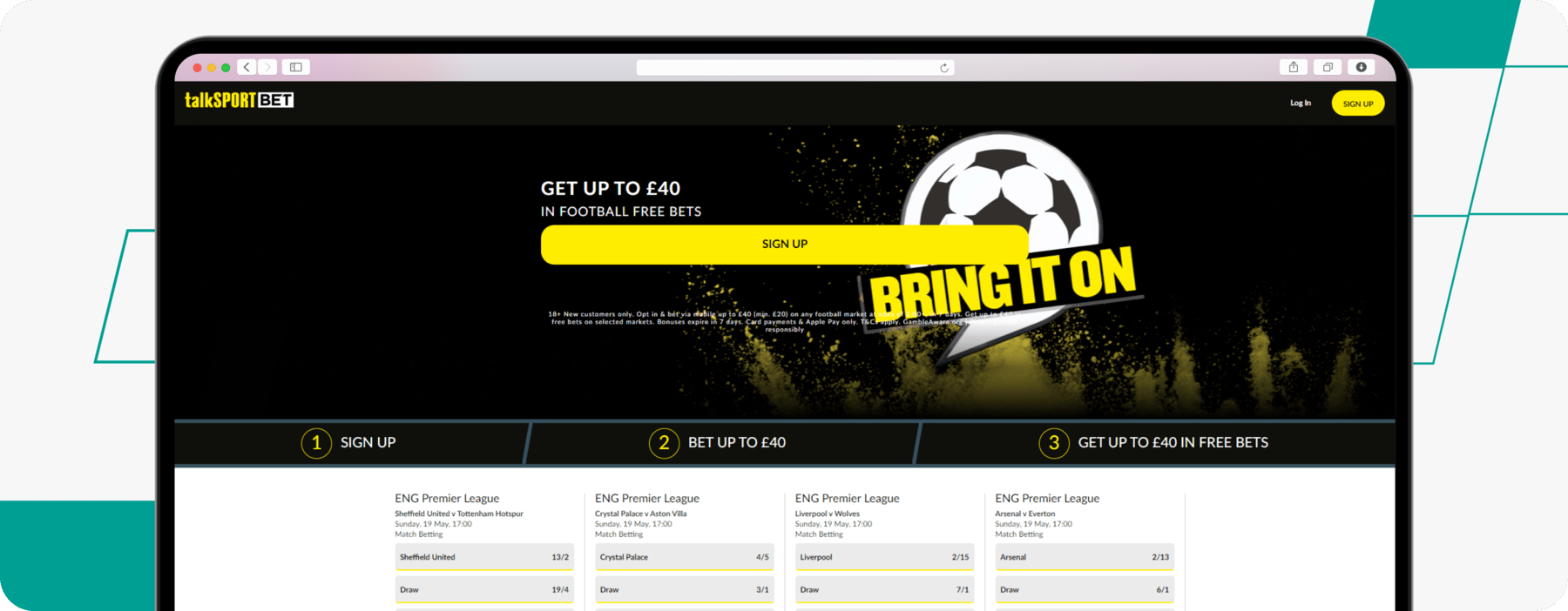 Screenshot of talksport welcome offfer desktop