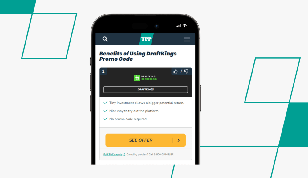 screenshot of tpp draftkings promotion